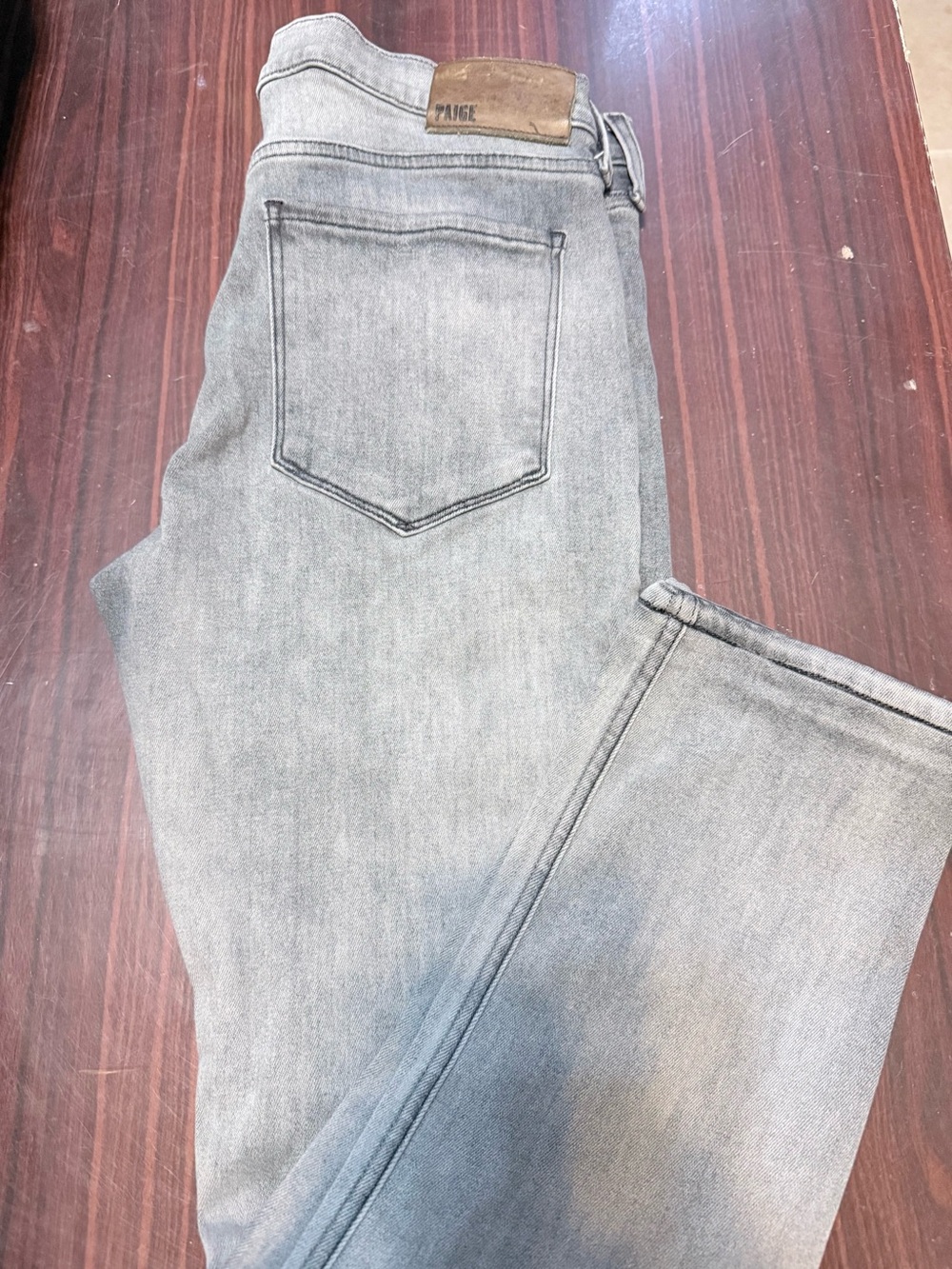 PAIGE womens Light Grey Slim Straight Jeans